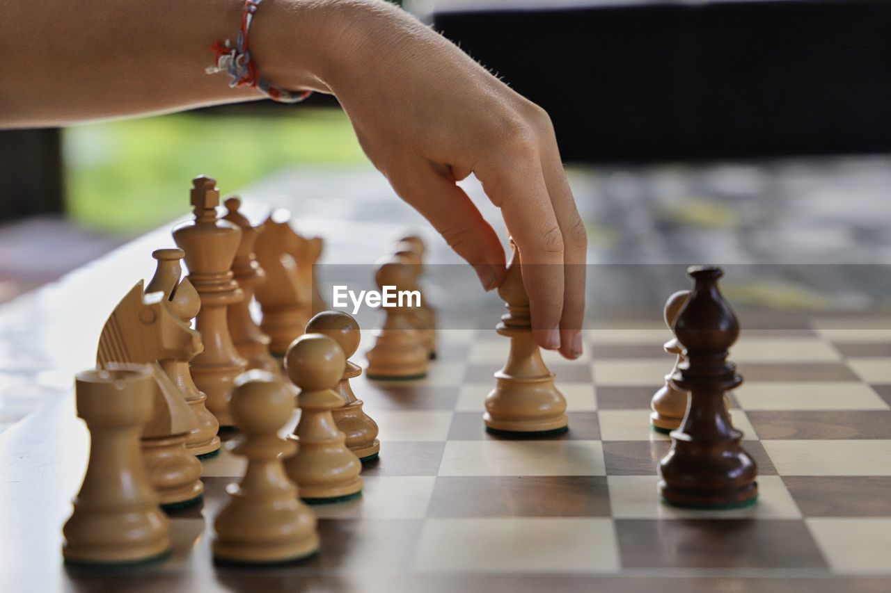 Full frame shot of chess move 
