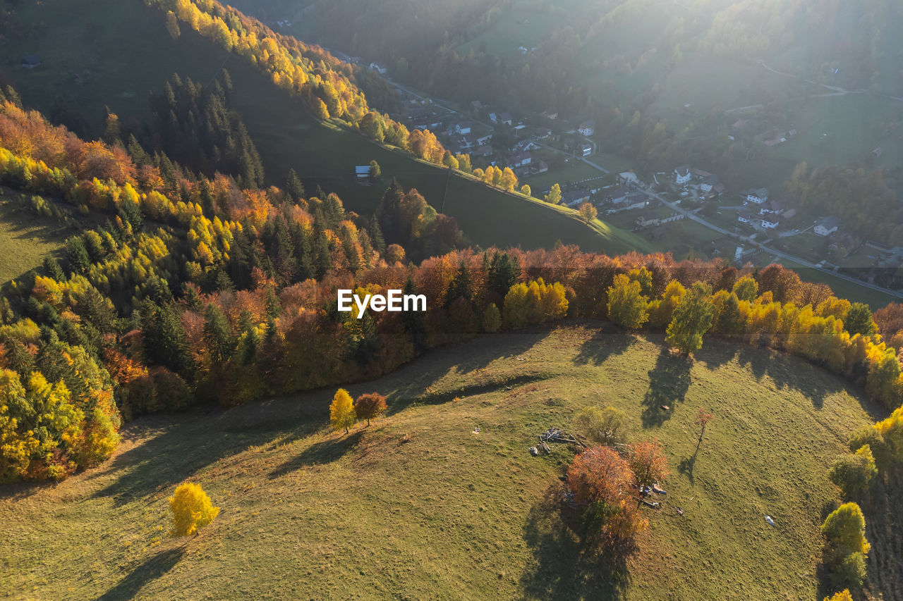 Autumn landscape of the romanian village, in transylvania