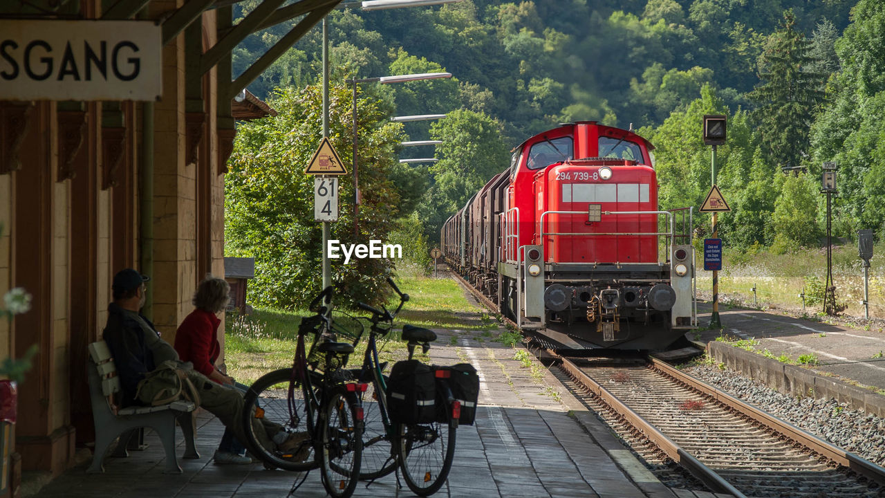 Train approaching at railroad station