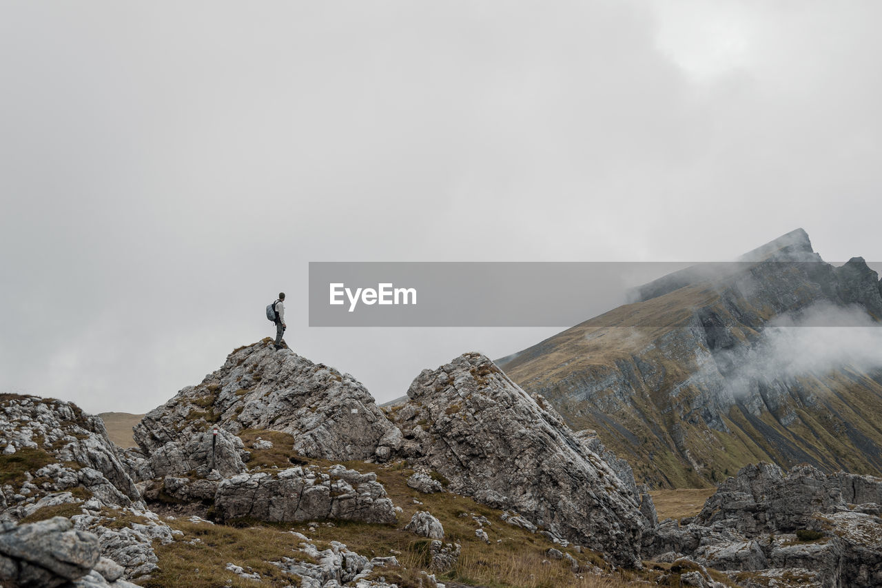 Scenic view of rocky mountains against sky