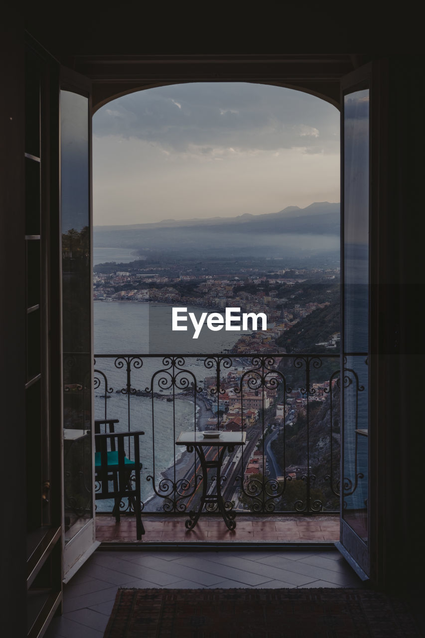 Hotel balcony view of taormina 