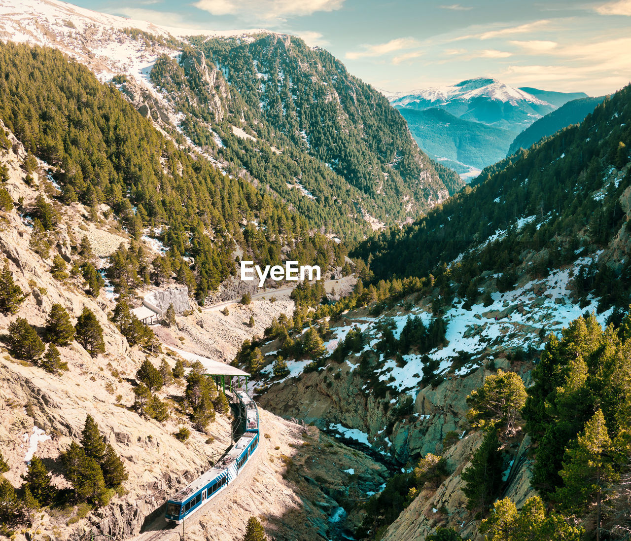 HIGH ANGLE VIEW OF SNOW COVERED MOUNTAINS