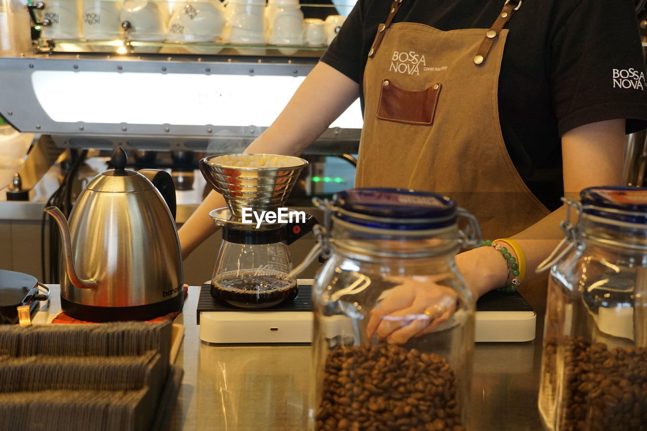 HIGH ANGLE VIEW OF COFFEE SERVED IN KITCHEN