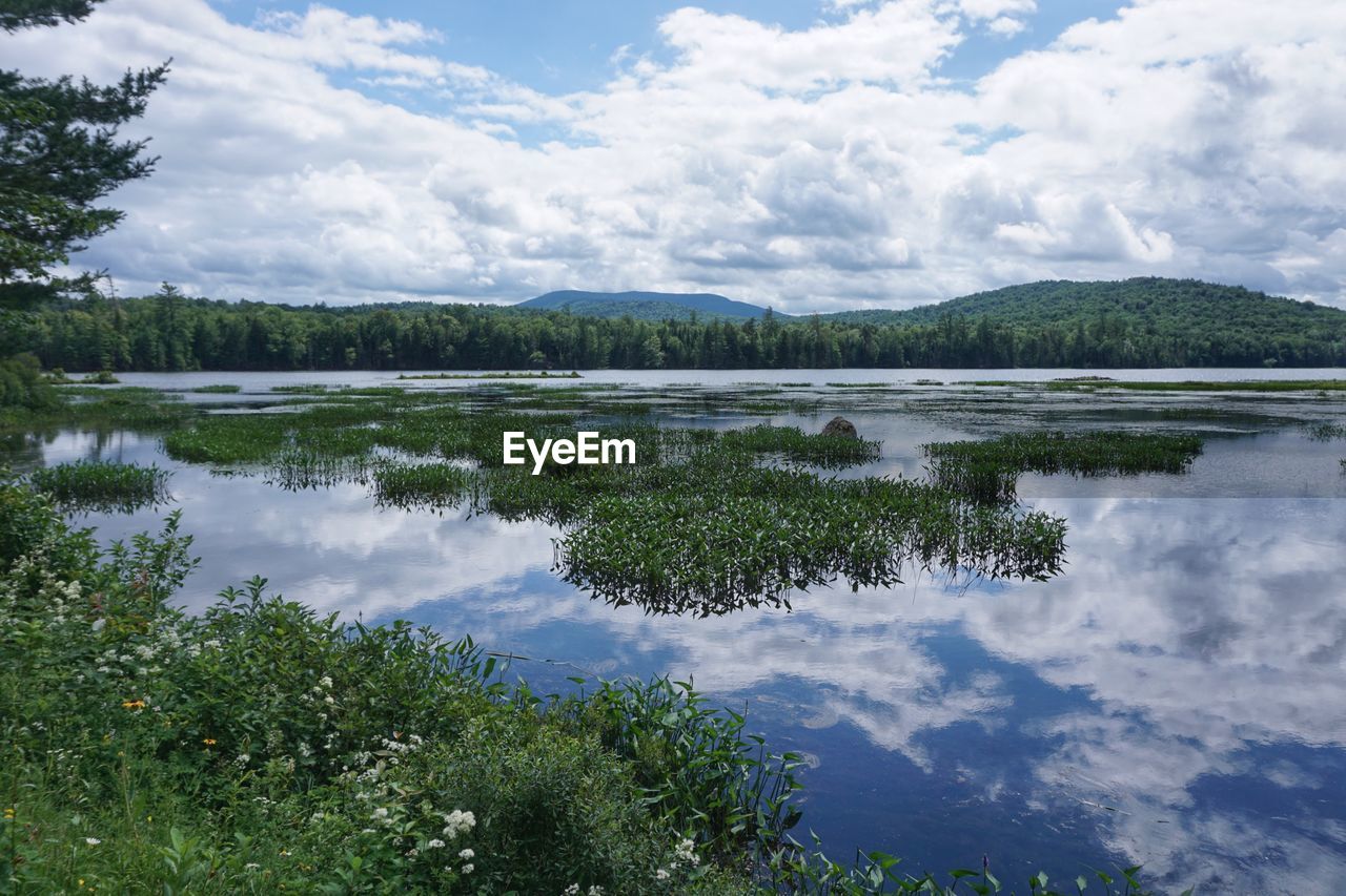 Scenic view of lake against sky