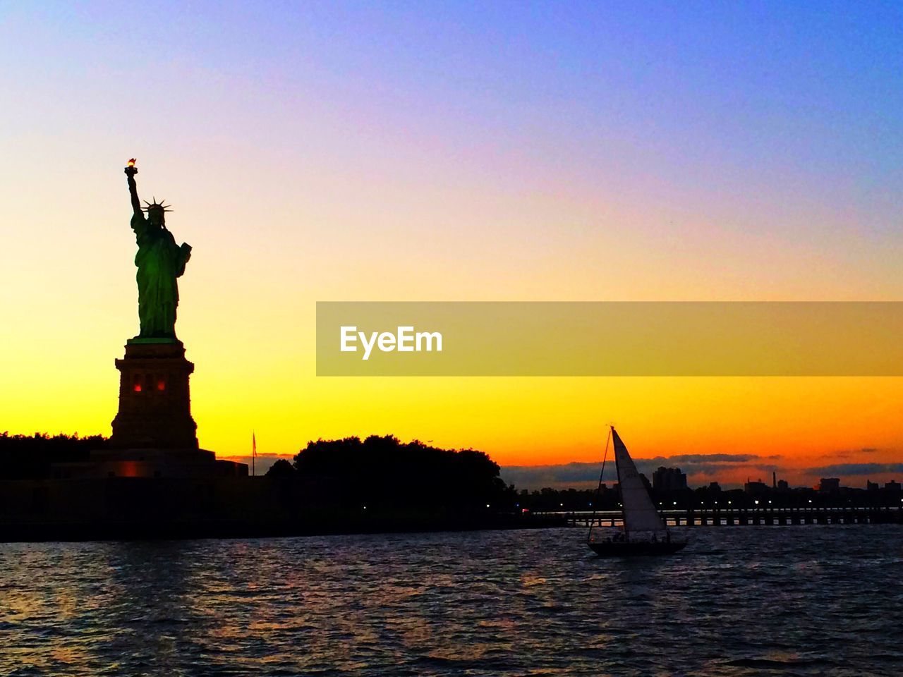 Statue of liberty at dusk