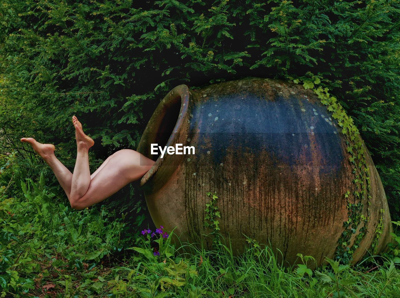 High angle view of woman in amphora