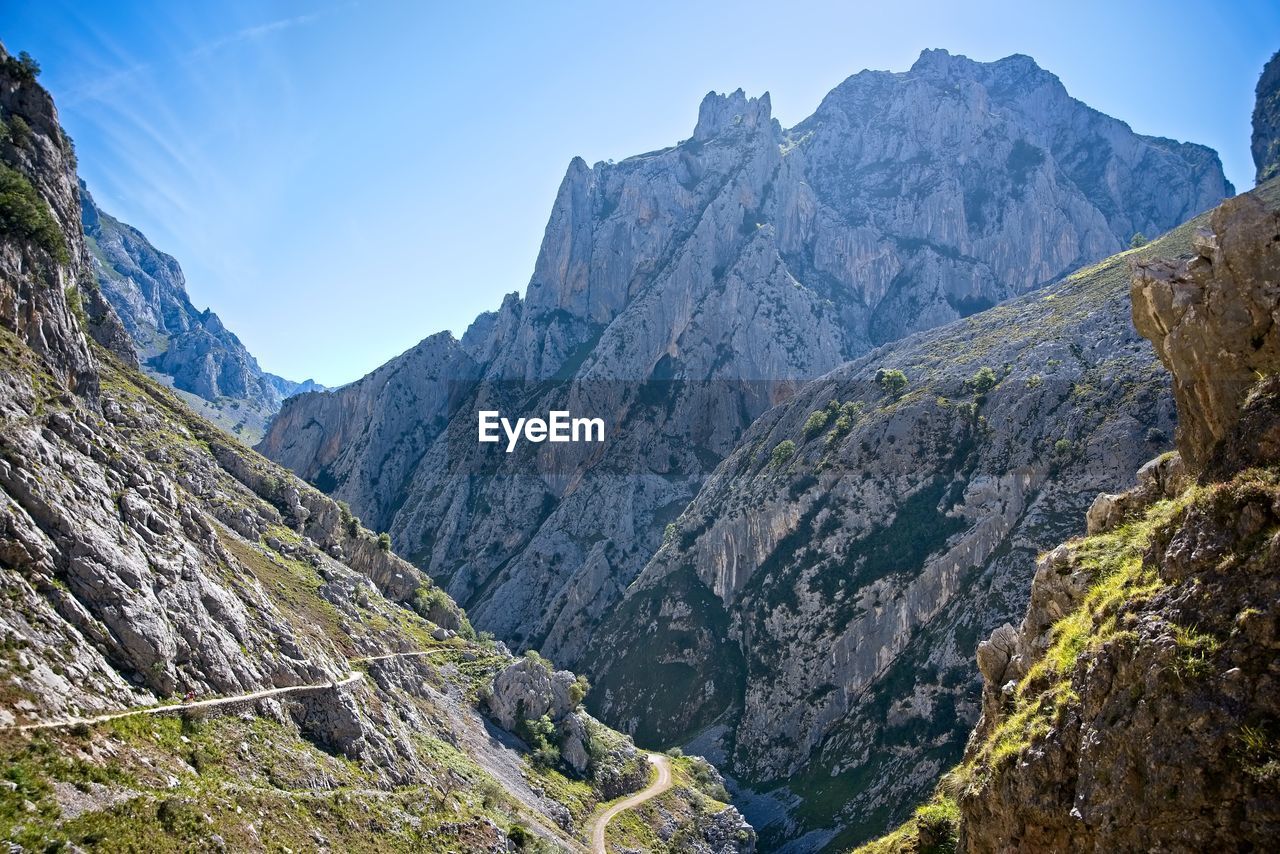 Trekking in the ruta of cares, in the asturian mountain of spain