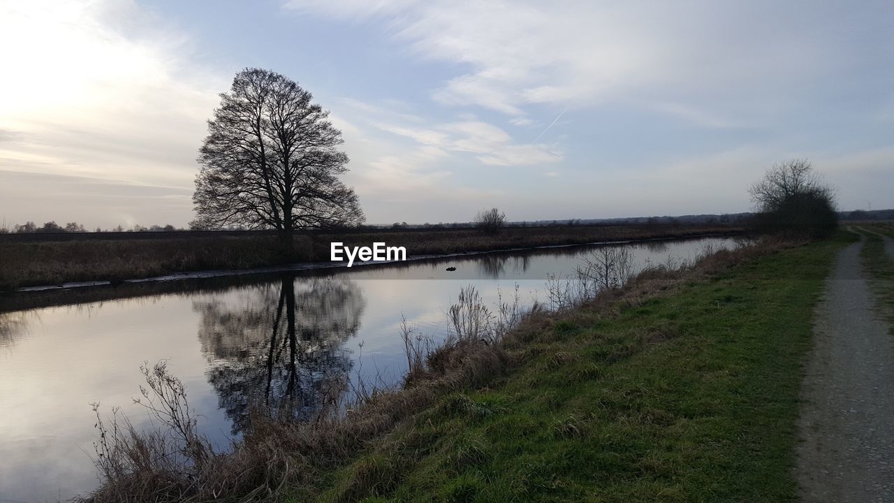 Scenic view of lake against sky
