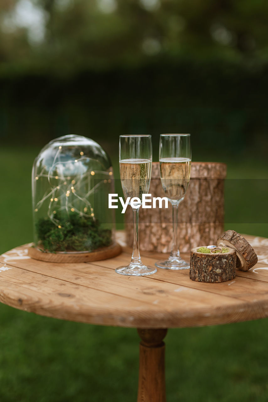 close-up of drink in glass on table