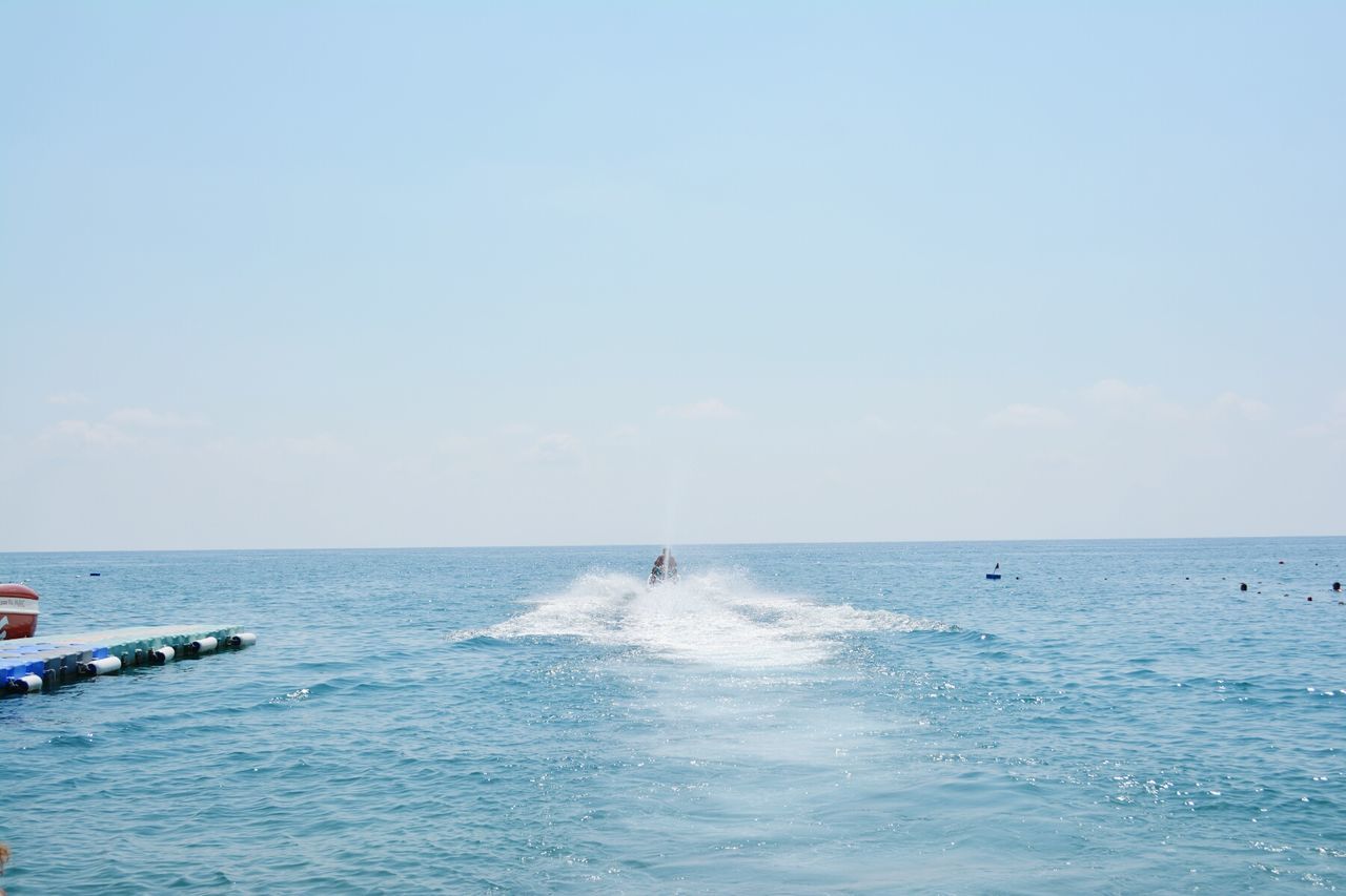 Scenic view of sea against clear sky