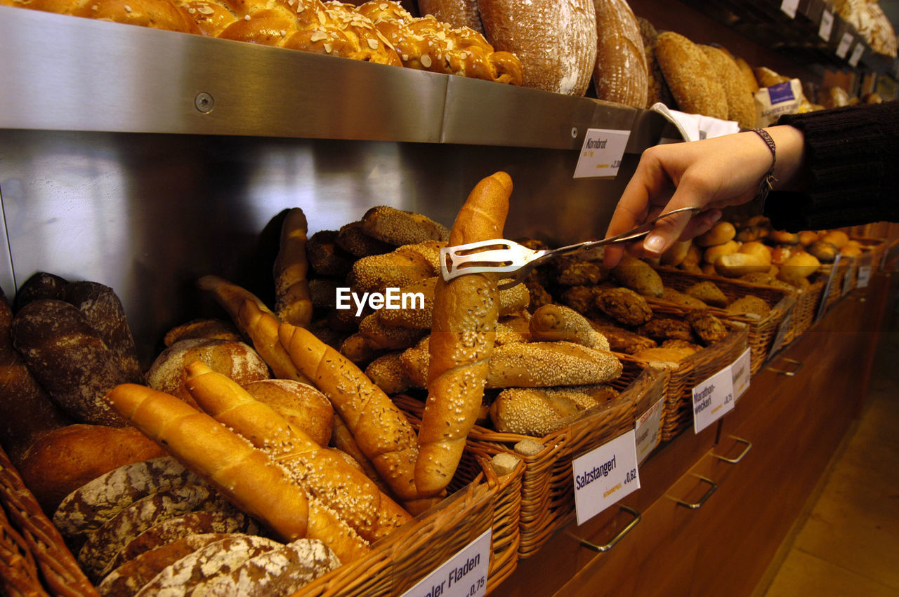Buying a bread and other bakery products in a bakery