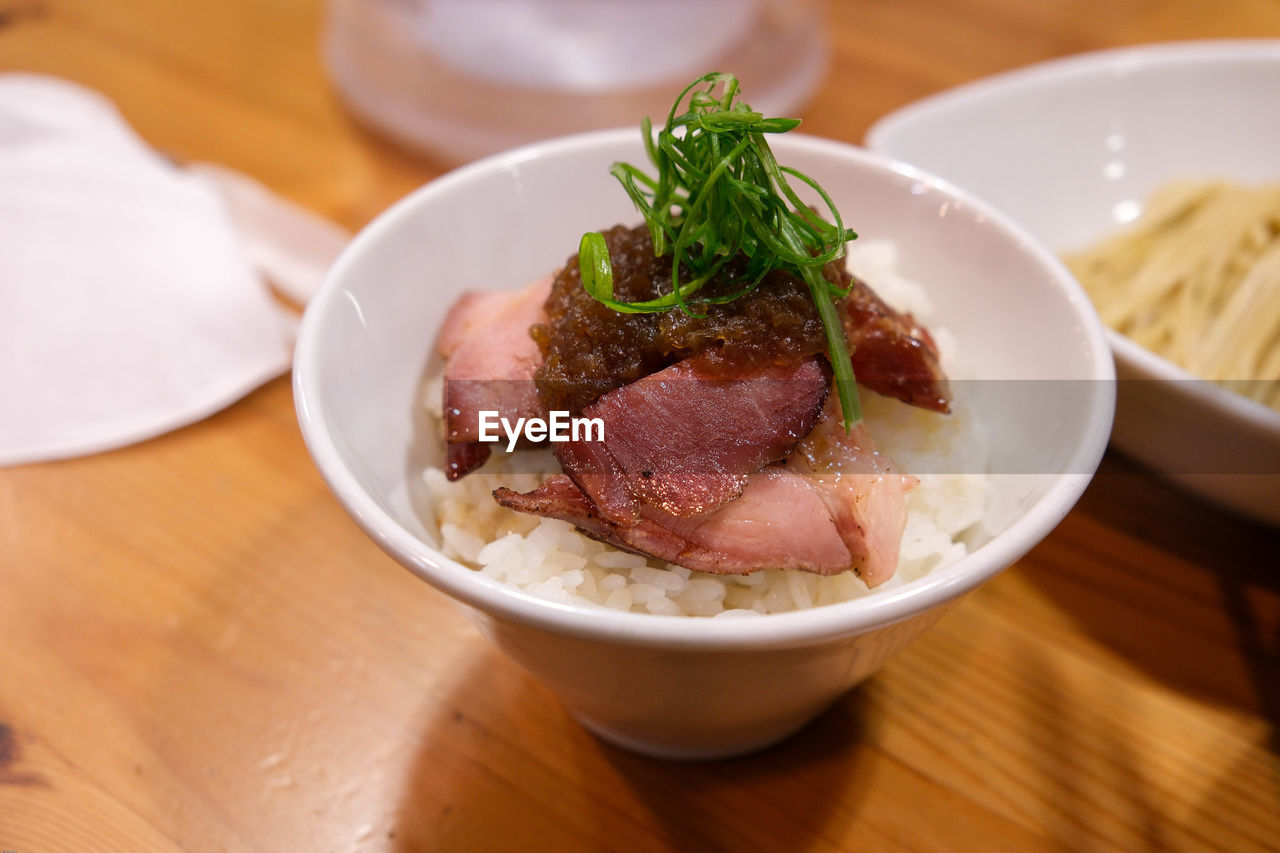 Close-up of food in plate on table