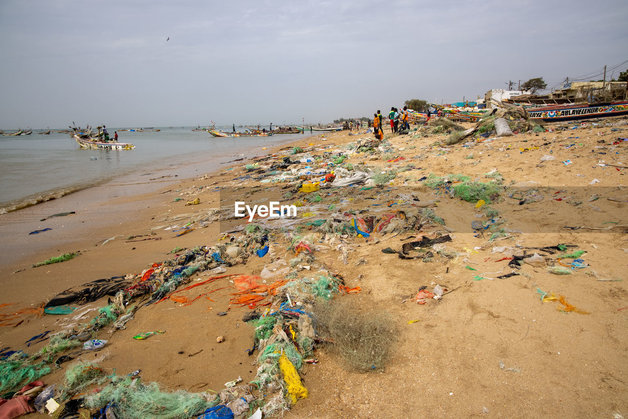 Pollutet shoreline at coast of western africa