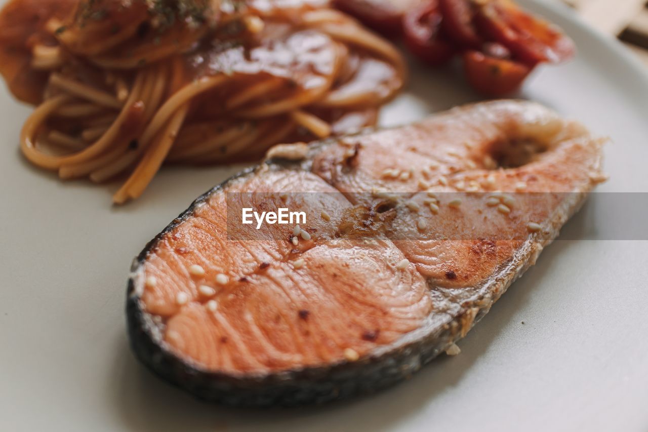 close-up of food in plate on table