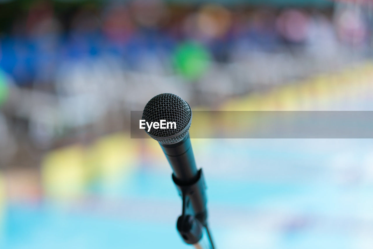 close-up of microphone at night