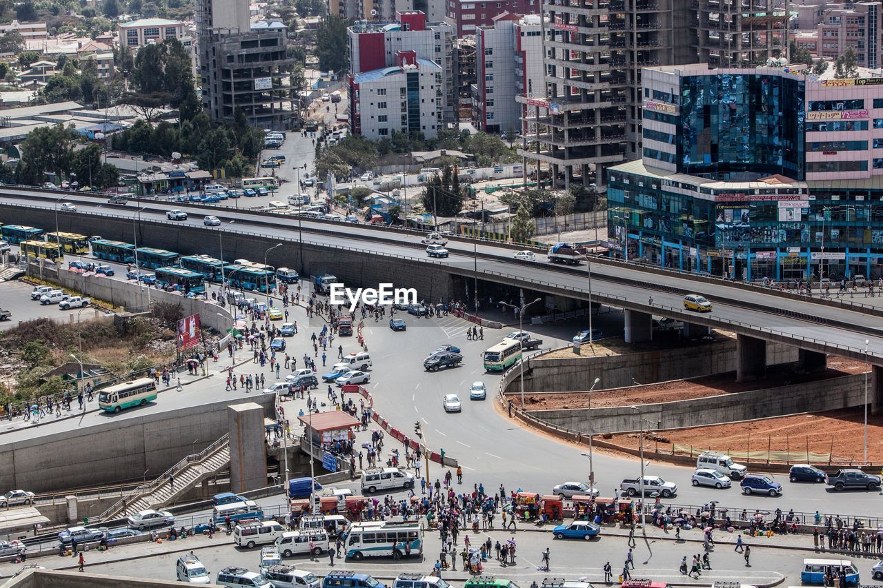 High angle view of cityscape in city