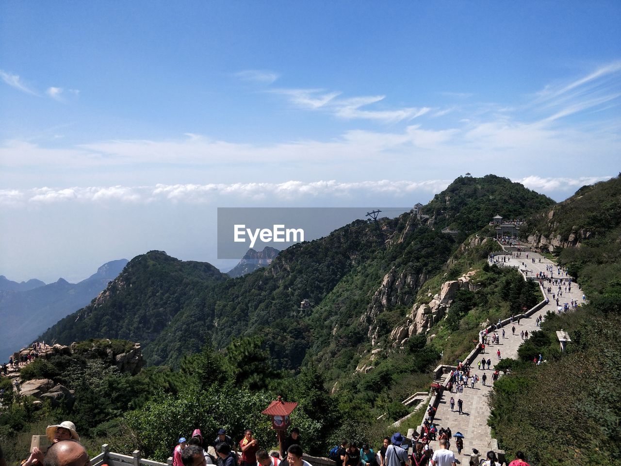 PANORAMIC VIEW OF PEOPLE ON MOUNTAIN