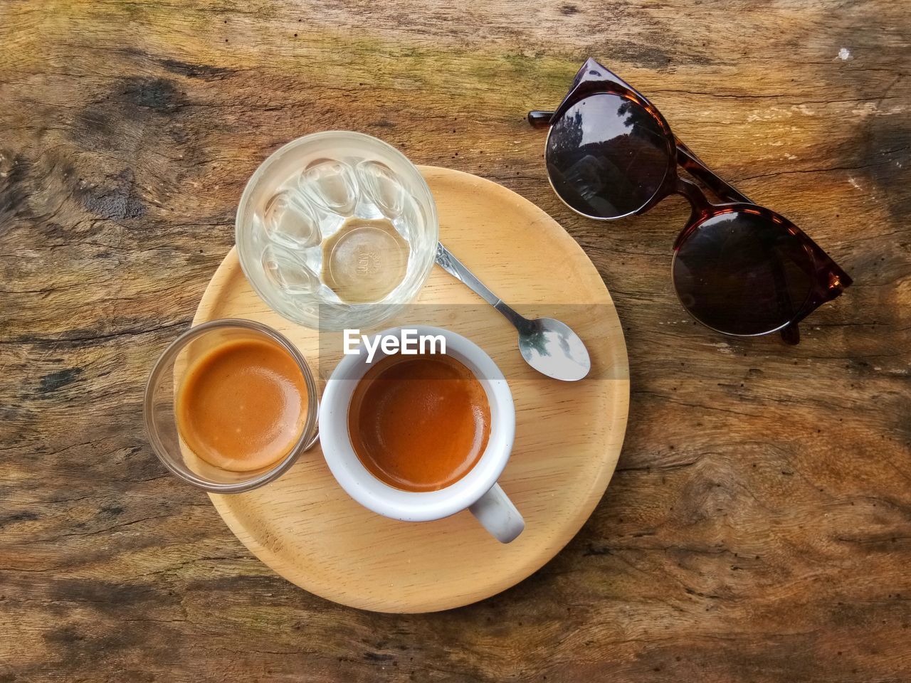 High angle view of coffee on table