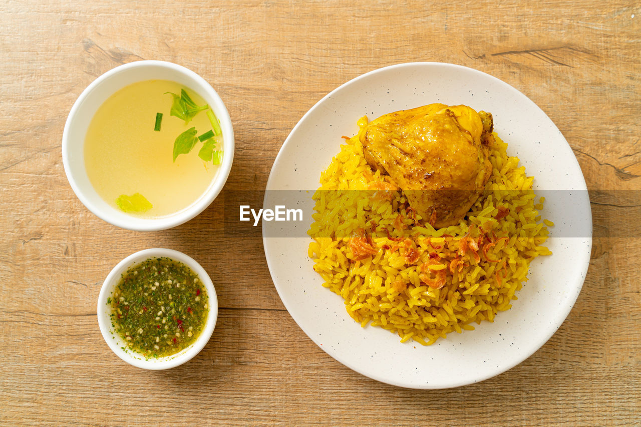 high angle view of food in plate