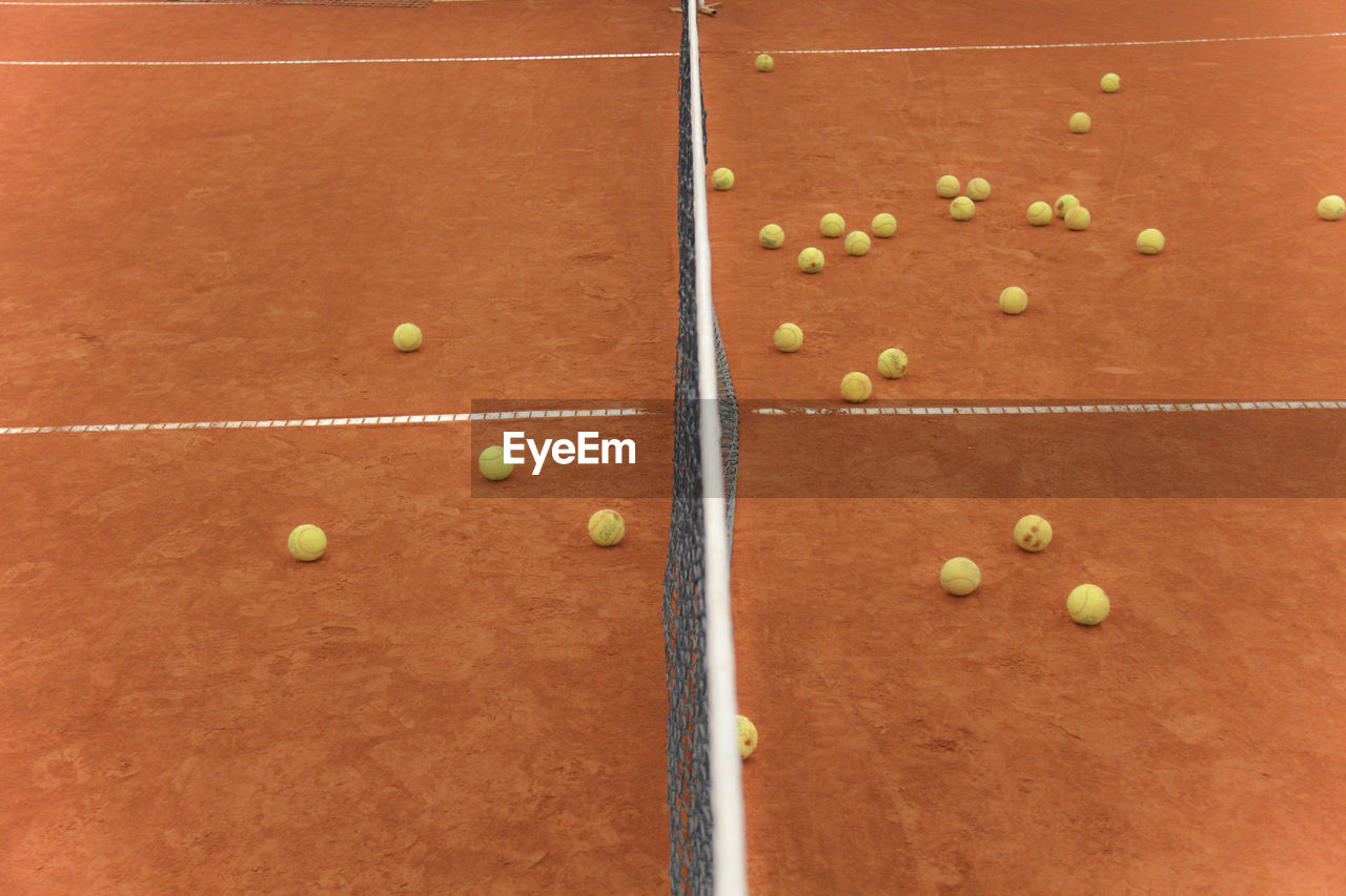 High angle view of tennis court