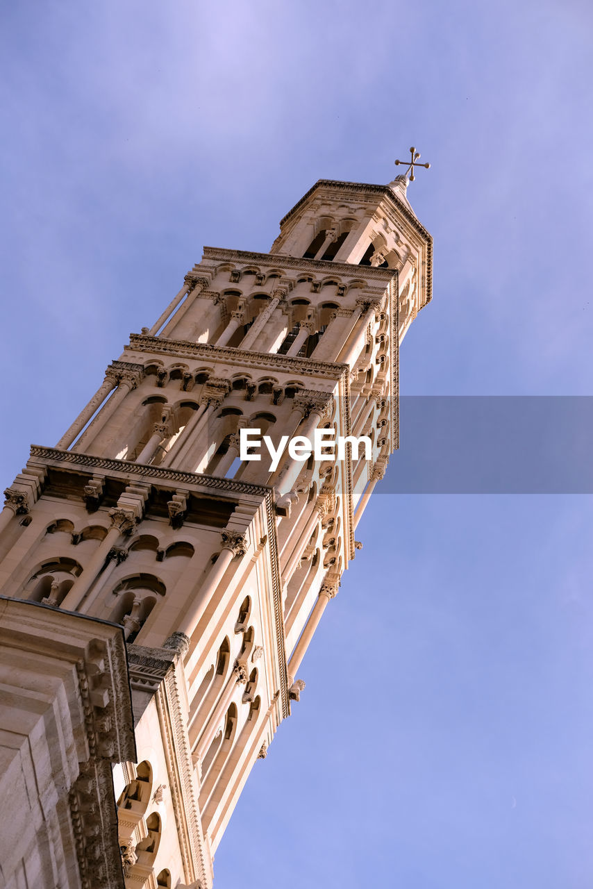 Creative view ontower of st domnius cathedral near diocletian palace in split, croatia.