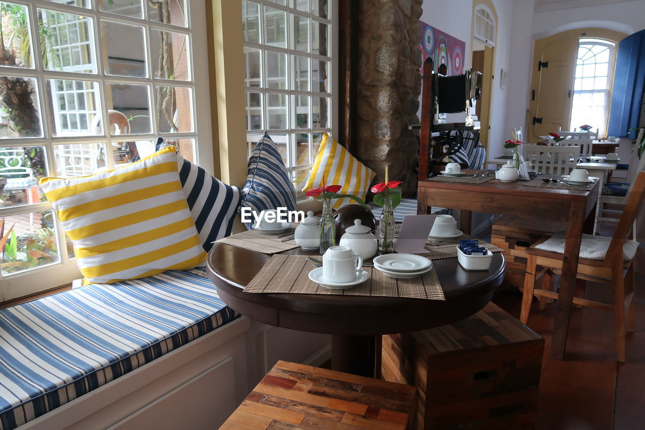Chairs and tables in restaurant