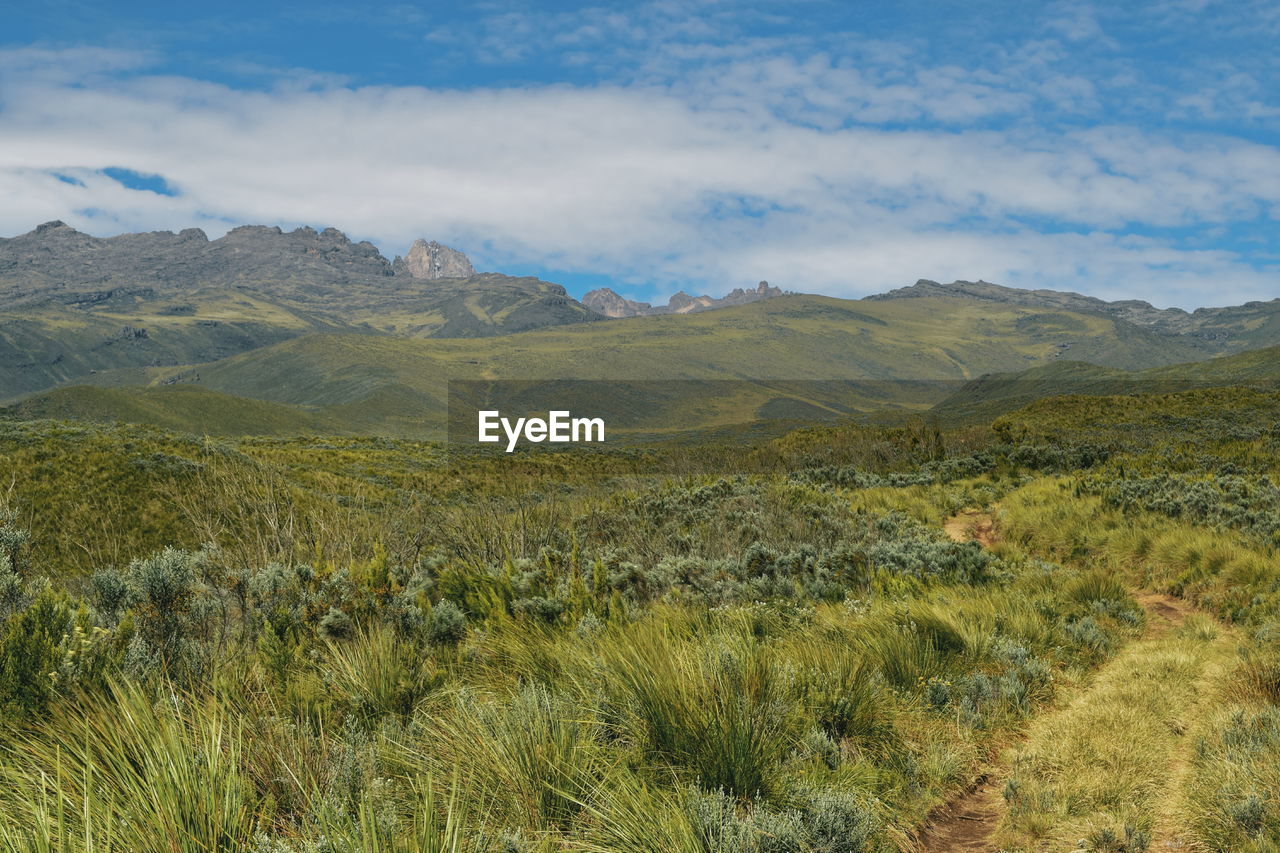 Scenic mountain landscapes against sky, mount kenya national park, kenya 