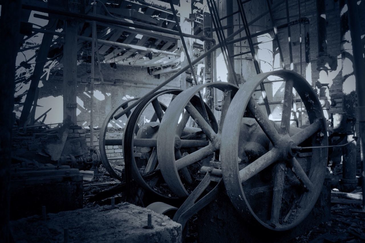 Old machinery in abandoned factory