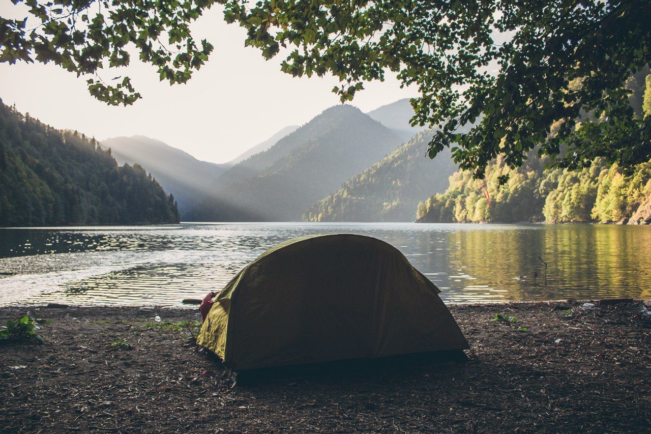 Scenic view of lake by mountain