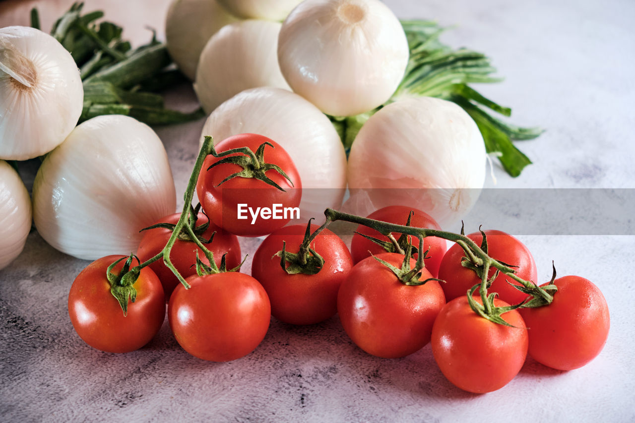 close-up of cherry tomatoes on table