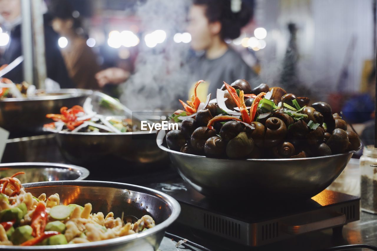Close-up of street food
