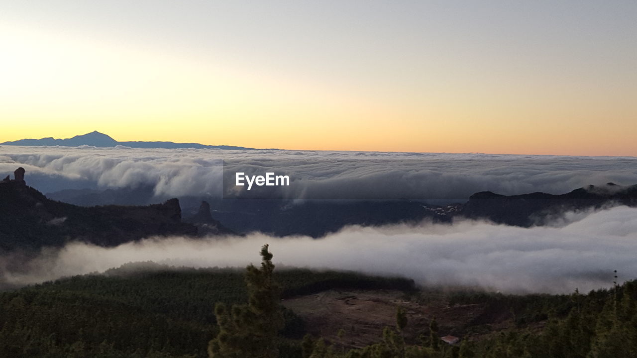 Scenic view of landscape against sky during sunset