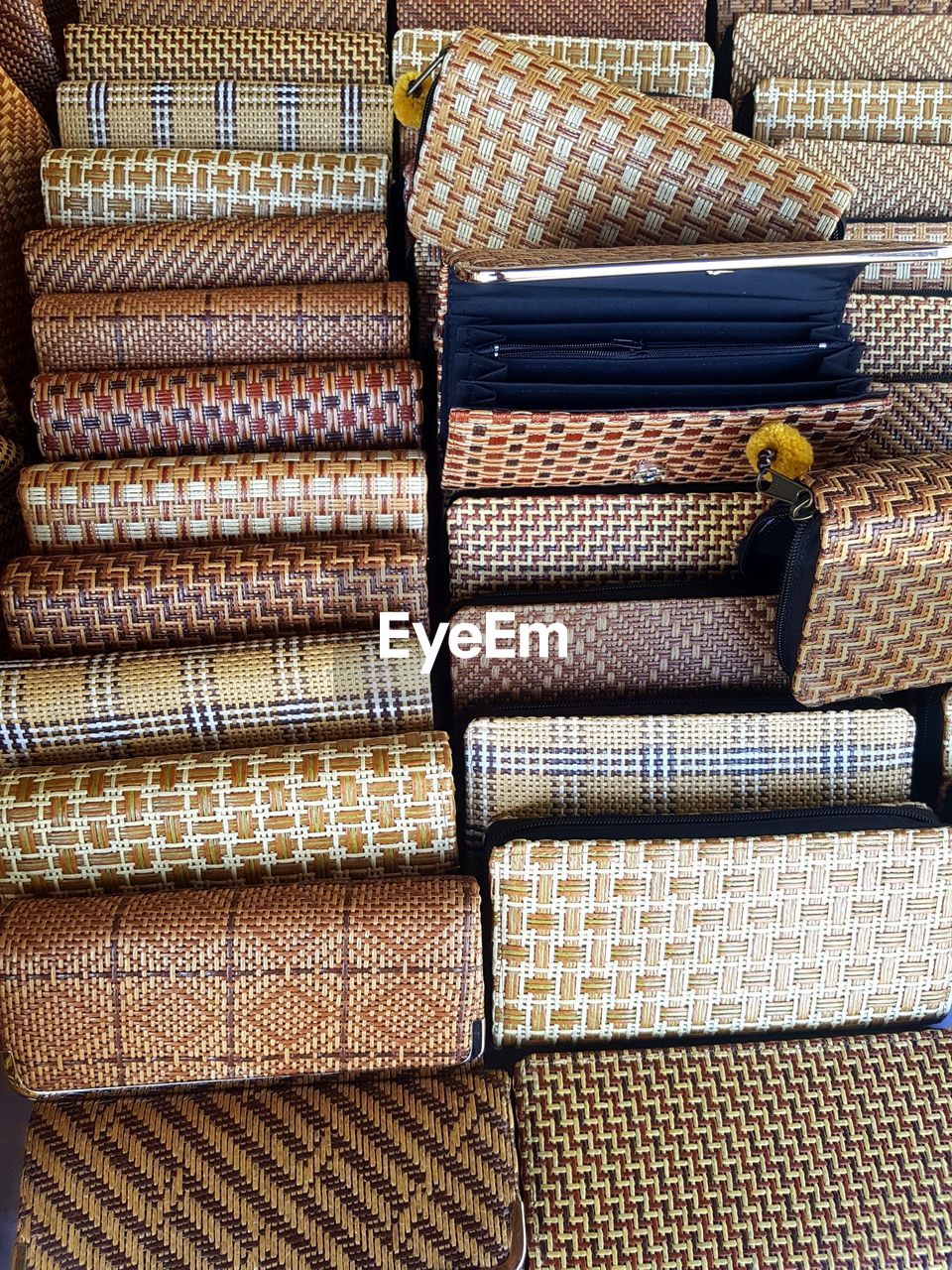 HIGH ANGLE VIEW OF LEATHER FOR SALE AT MARKET