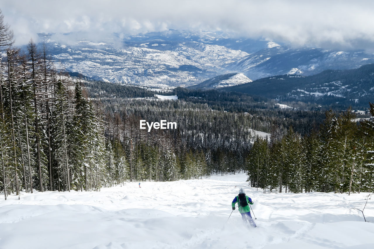 Scenic view of landscape against sky during winter