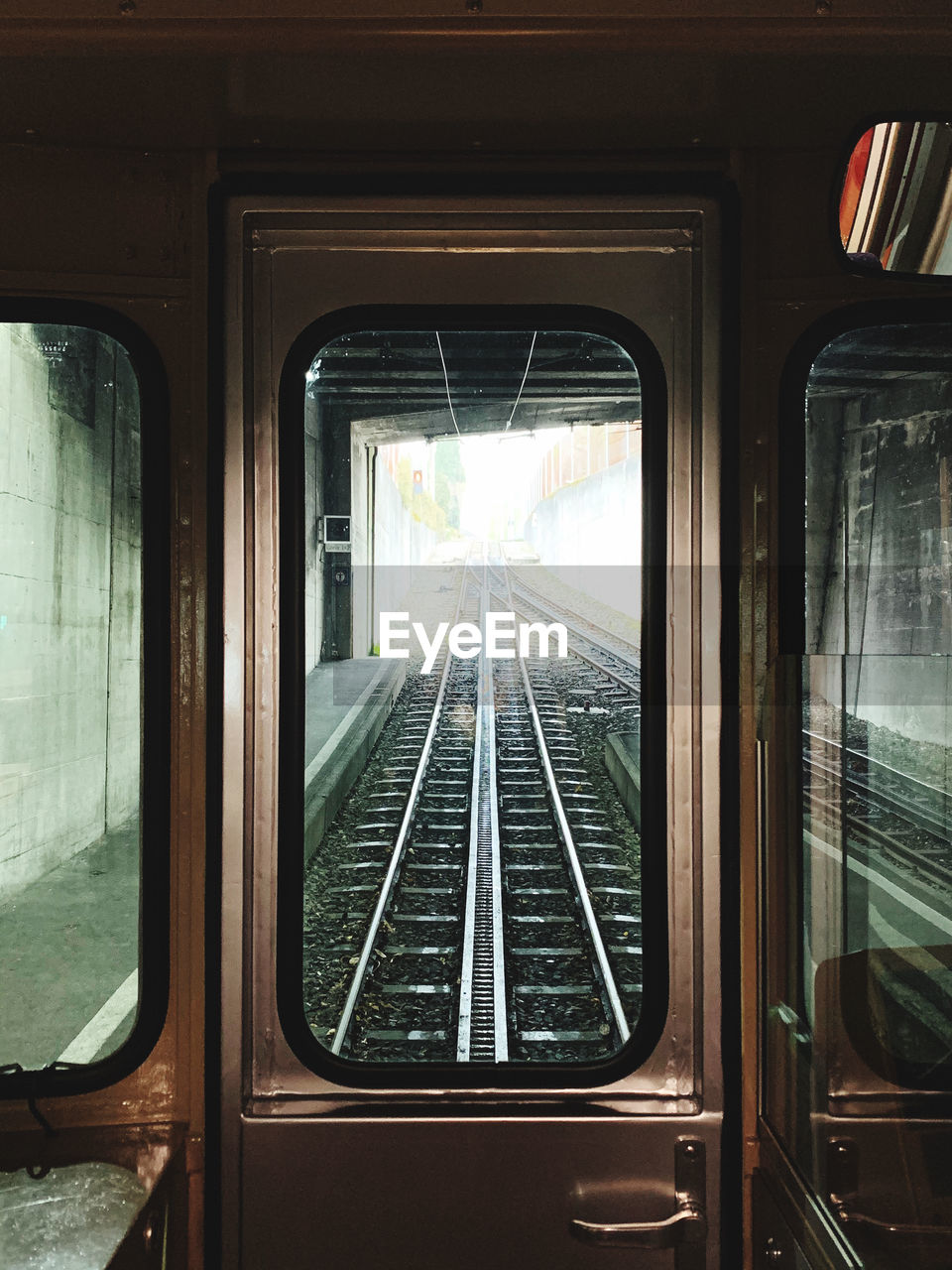 Train passing through window