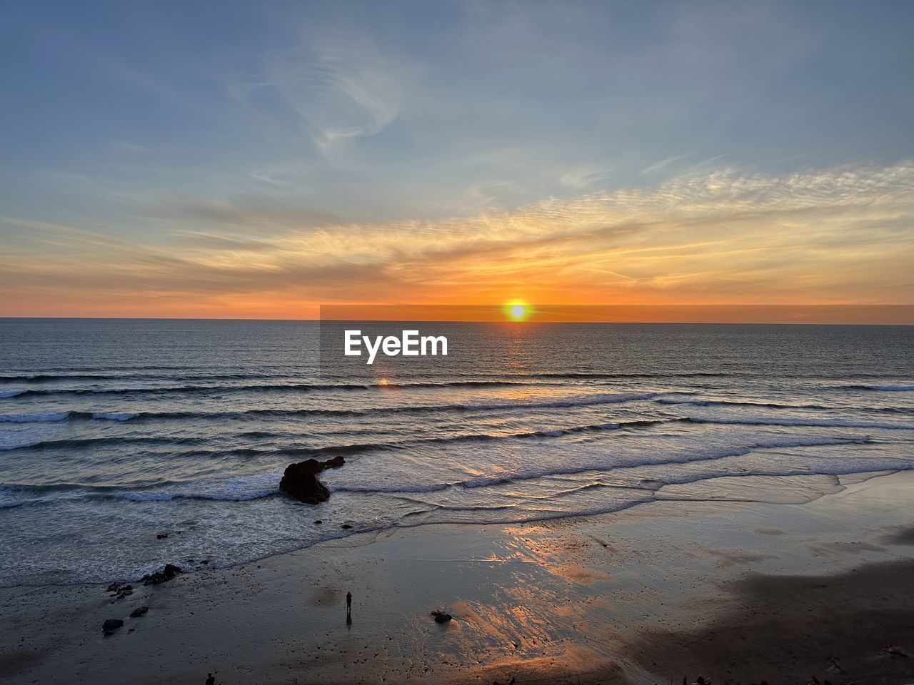 sky, water, sea, sunset, land, beach, beauty in nature, scenics - nature, horizon over water, ocean, horizon, nature, tranquility, shore, wave, tranquil scene, cloud, body of water, dawn, idyllic, coast, sun, sunlight, reflection, orange color, wind wave, sand, motion, no people, outdoors, seascape, evening, animal, non-urban scene, animal themes, dramatic sky, travel destinations, environment