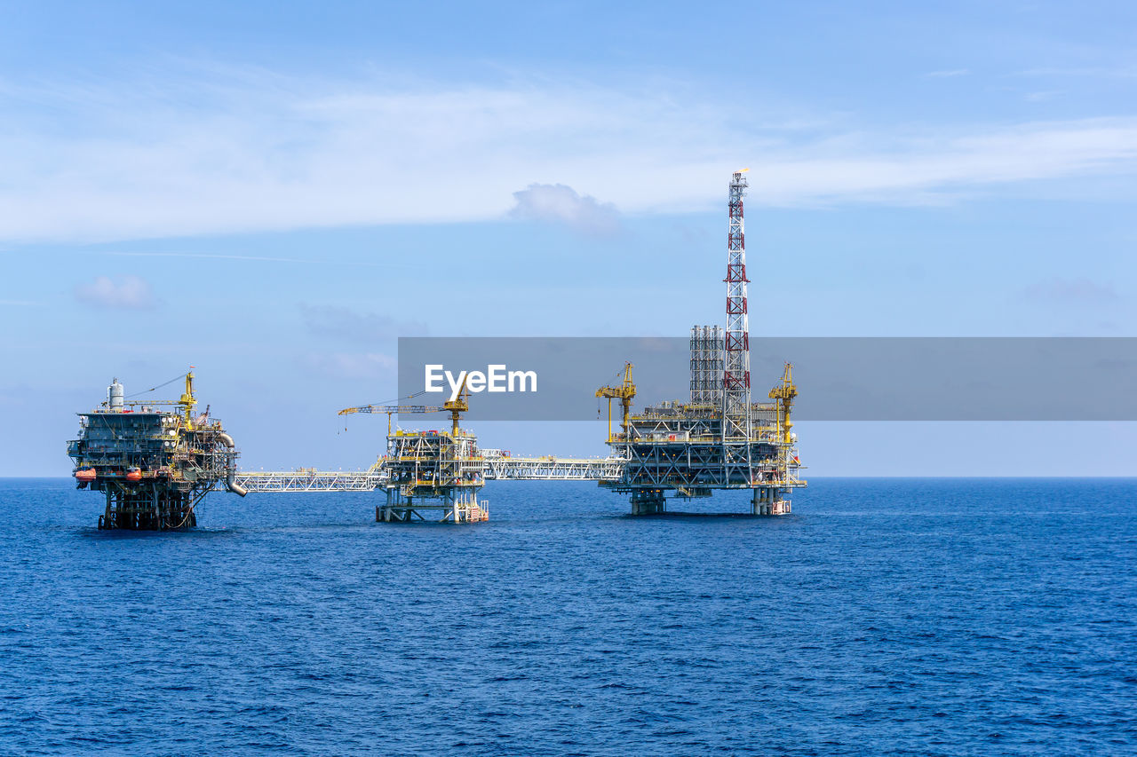 Seascape of an oil production platform complex at offshore terengganu oil field