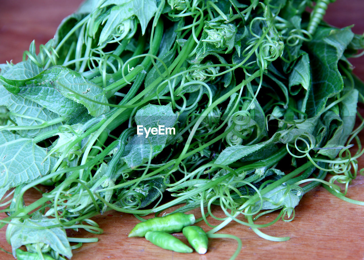 HIGH ANGLE VIEW OF CHOPPED VEGETABLES IN PLATE