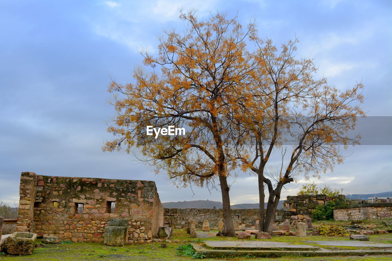 VIEW OF OLD BUILDING IN FIELD AGAINST SKY