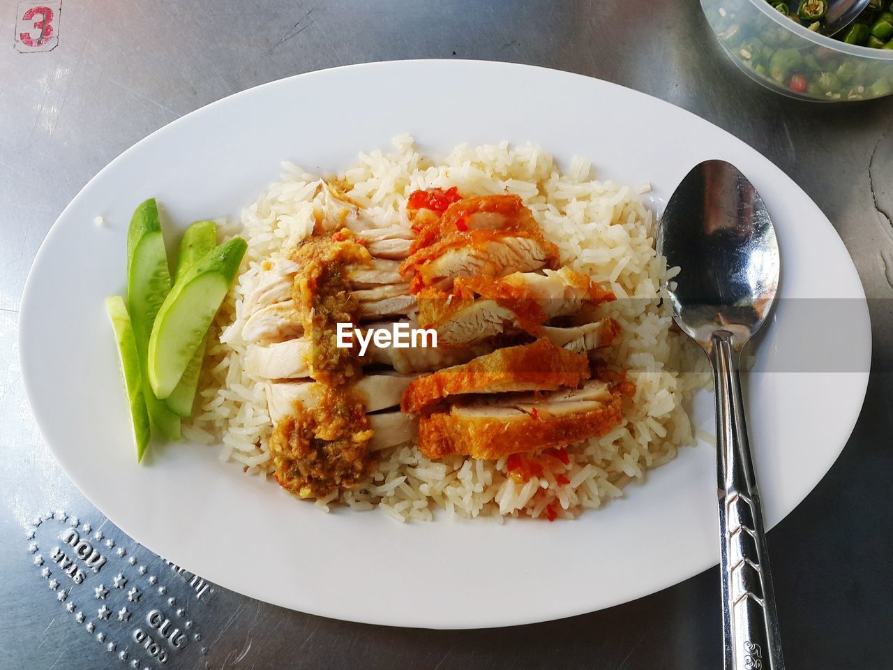 HIGH ANGLE VIEW OF FOOD SERVED ON TABLE