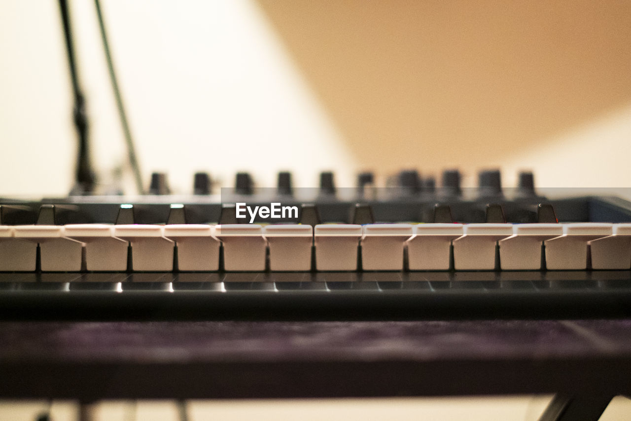 They keys of a synthesizer creating symmetry in sight and sound.