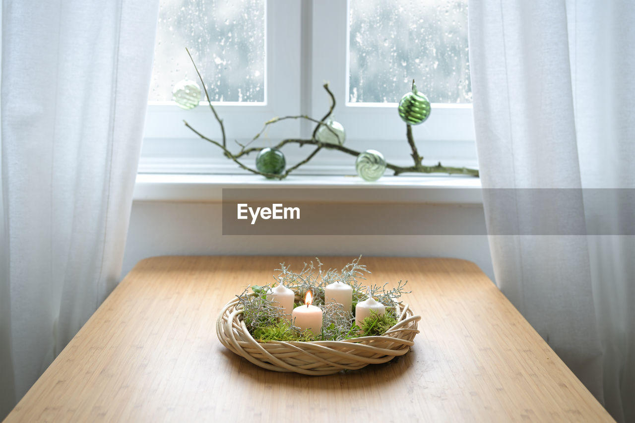 close-up of food in basket on table at home