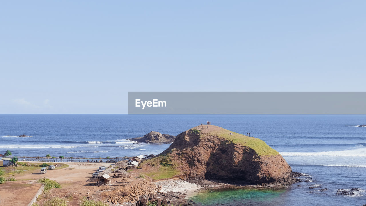 Scenic view of sea against clear sky