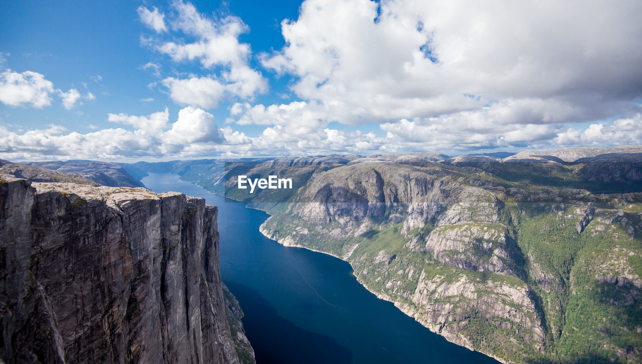 Aerial view of mountains against sky