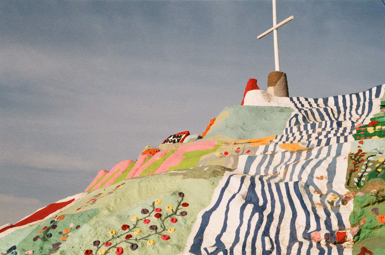 Salvation mountain against sky