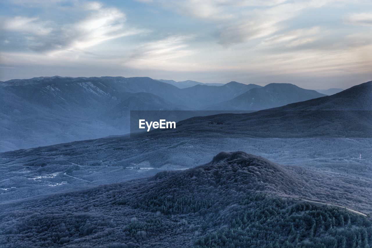 Scenic view of mountains against sky