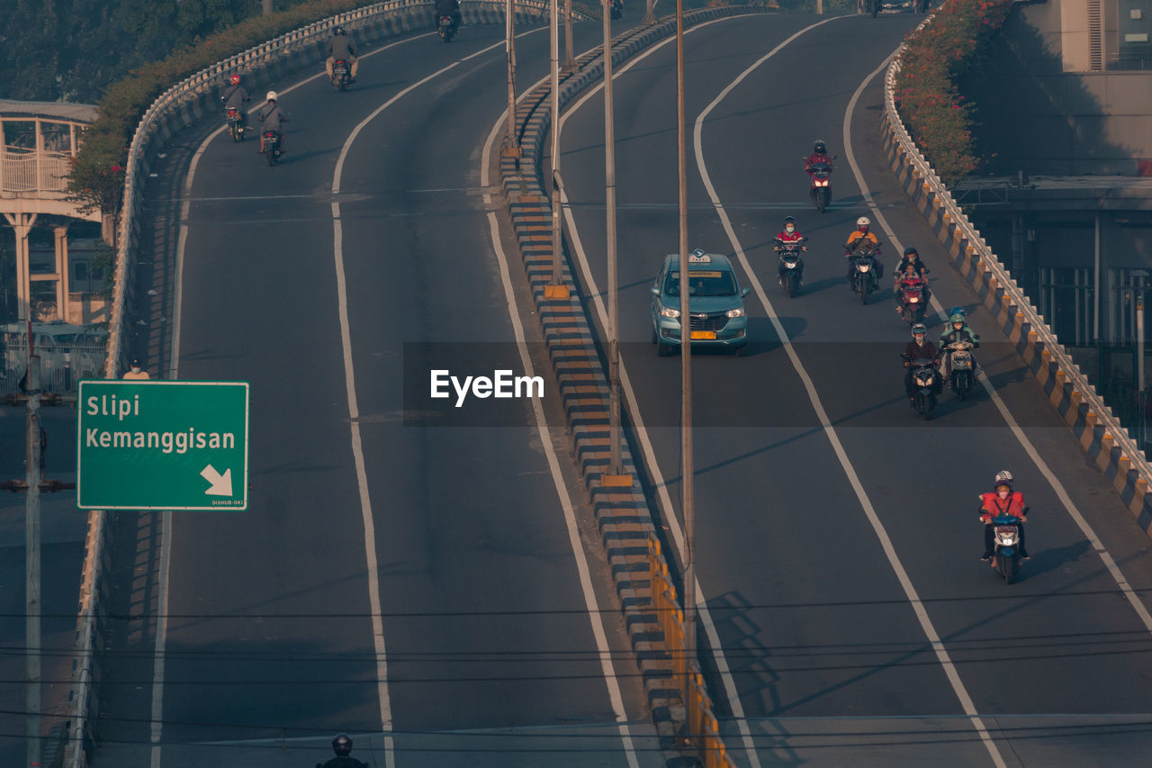 High angle view of traffic on road