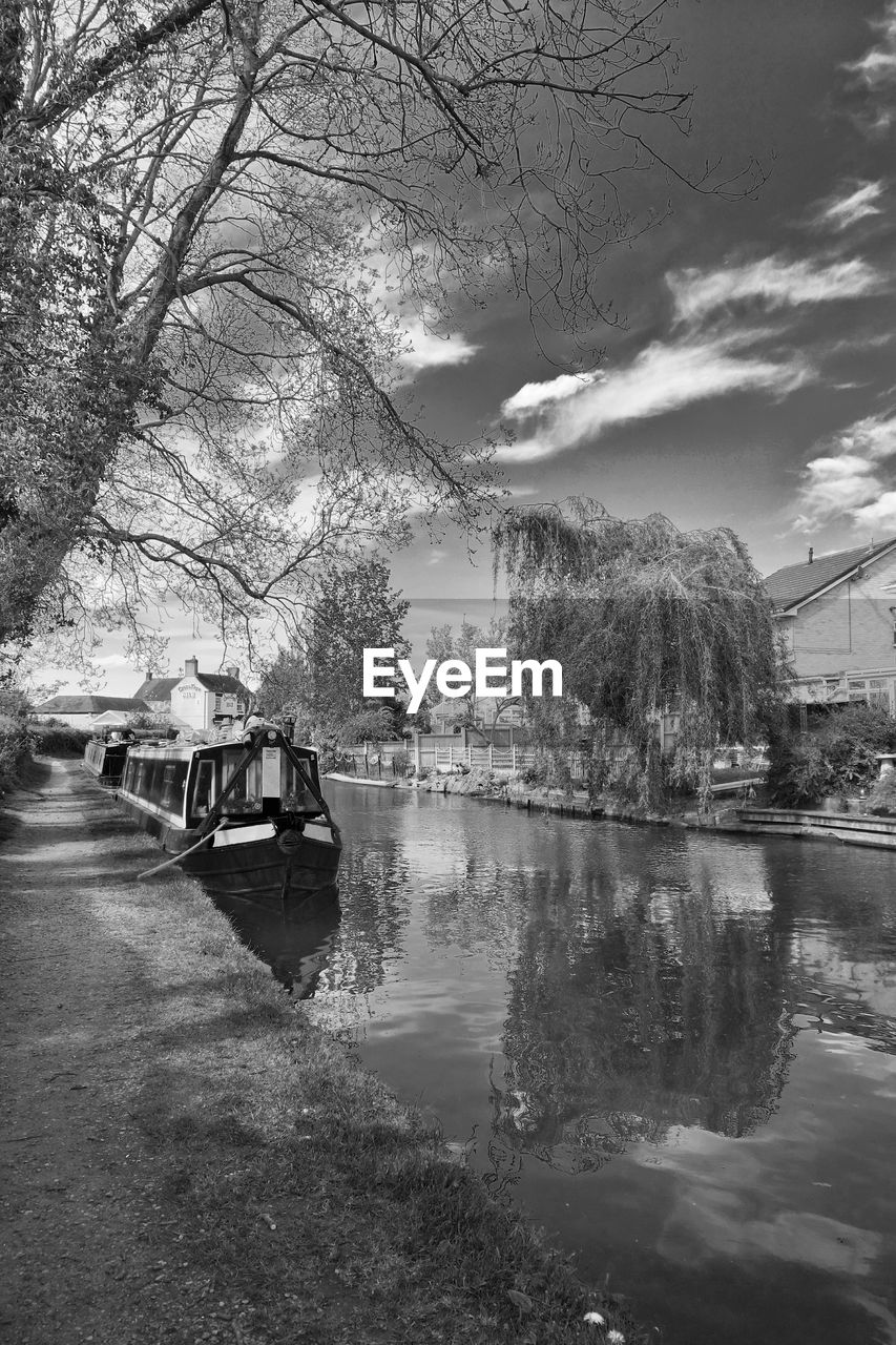 Boat moored on canal