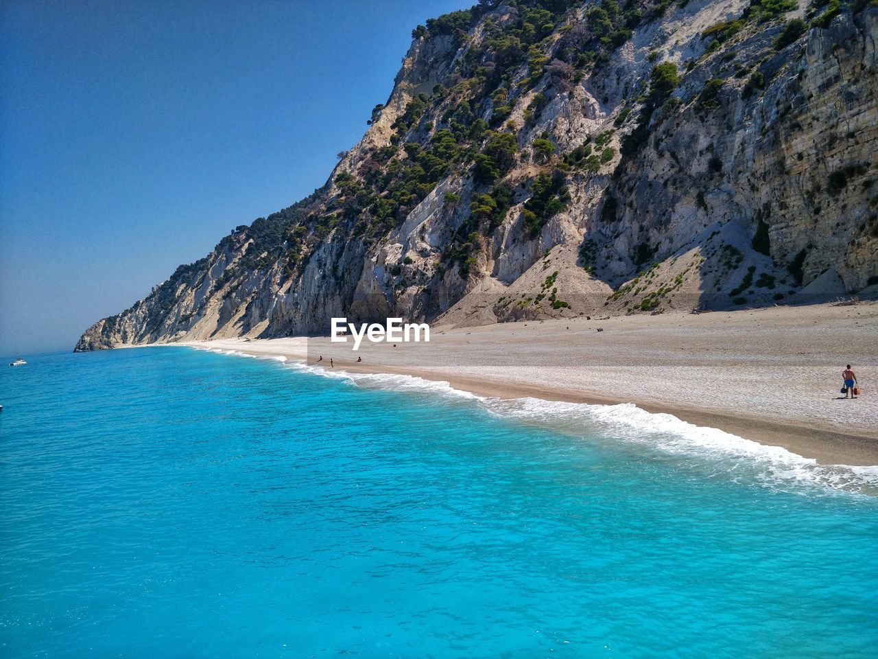 Scenic view of sea against clear sky