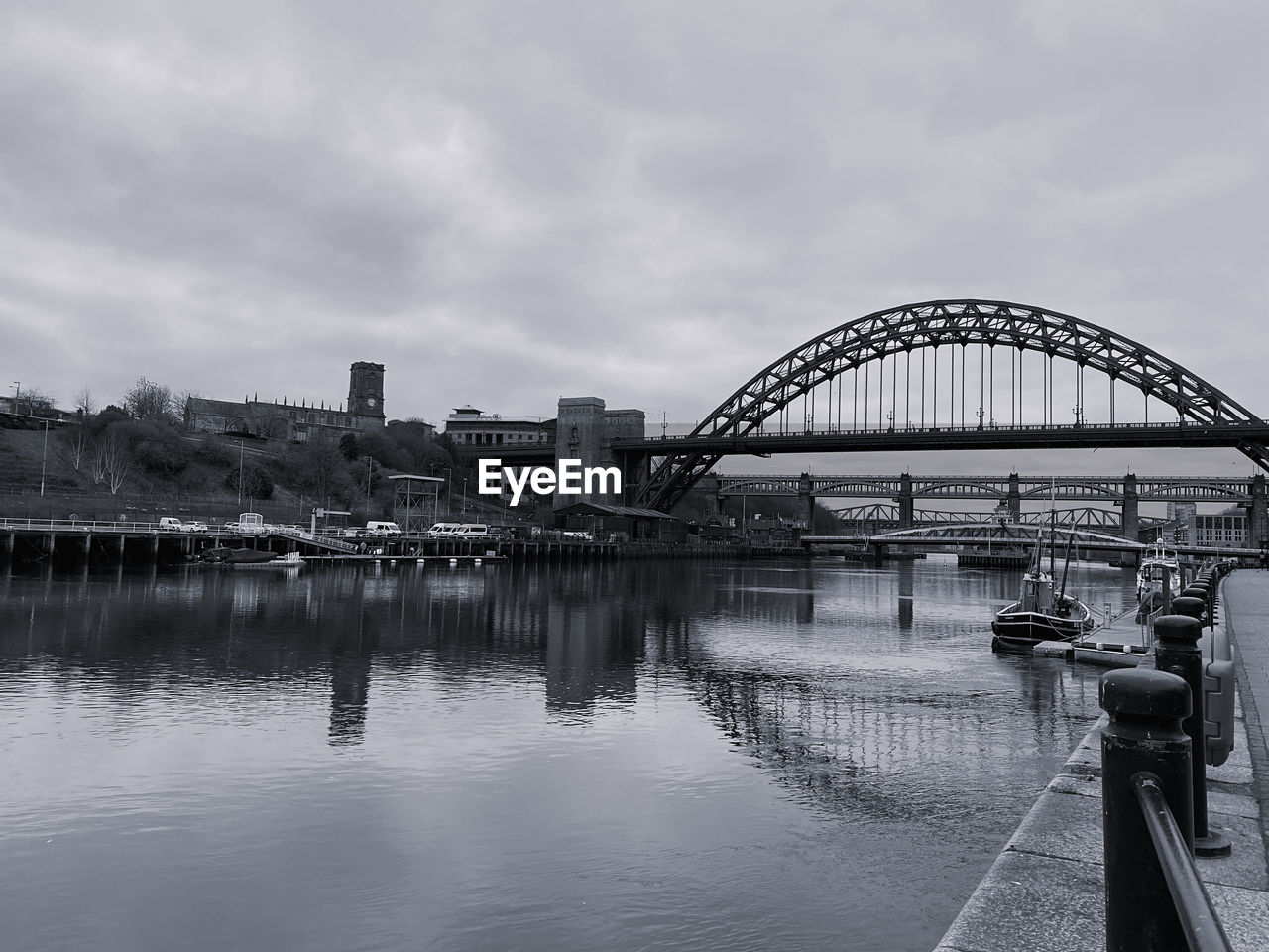 Black and white monochrome tyne bridge